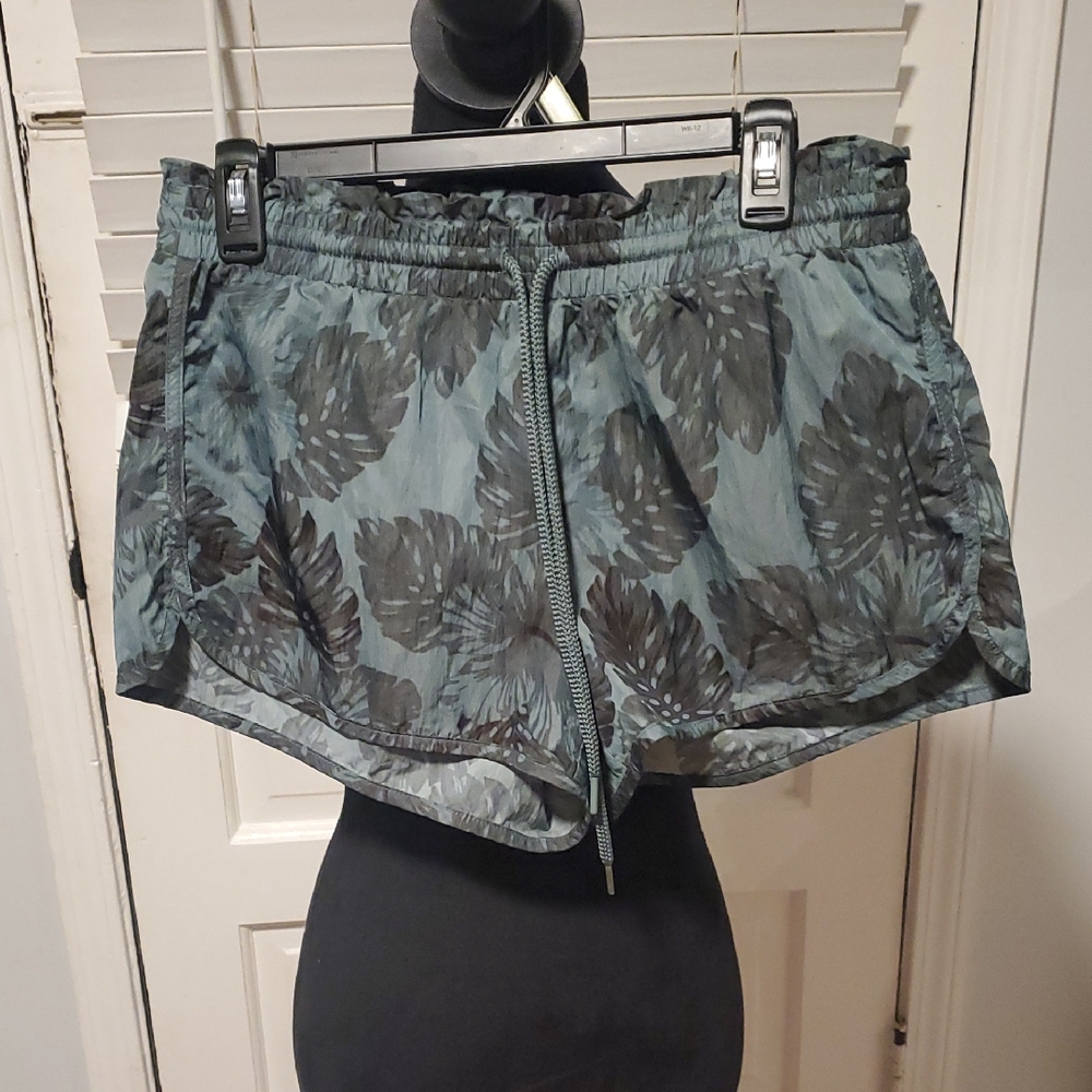Aerie Blue Leaf Print Athletic Shorts